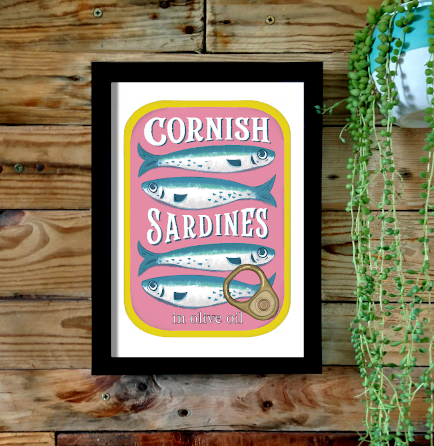 Sardine tin print pink (image for) Sardine tin print pink